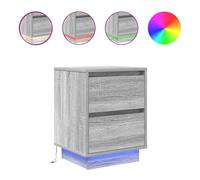 vidaXL Bedside Cabinets/Nightstand with RGB LED - 2 pcs Grey Sonoma 38x34x50 cm Engineered Wood Night Table