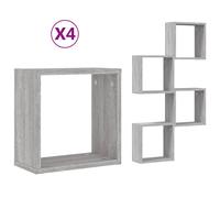 (grey sonoma, 4 pcs) vidaXL Wall Cube Shelves Floating Rack Storage Shelf Display Shelf Wall Shelf