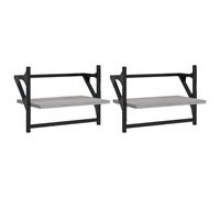 vidaXL Wall Shelves with Bars 2 pcs Grey Sonoma 40x25x30 cm