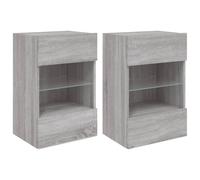 (grey sonoma, 40 x 30 x 60.5 cm/ 2 pcs) vidaXL TV Wall Cabinets with LED Lights TV Wall Unit Storage Floating TV Unit