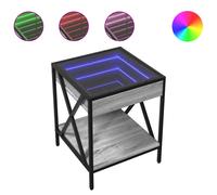 (grey sonoma, 40 x 40 x 49 cm) vidaXL Coffee Table with Infinity LED Hallway End Table Side Table Sonoma Oak
