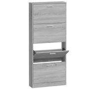 vidaXL Shoe Cabinet Grey Sonoma 59x17x150 cm Engineered Wood, Grey