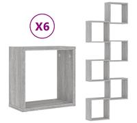 (grey sonoma, 6 pcs) vidaXL Wall Cube Shelves Floating Rack Storage Shelf Display Shelf Wall Shelf
