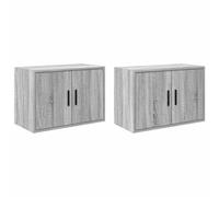 vidaXL Garage Wall Cabinets 2 pcs Grey Sonoma Engineered Wood
