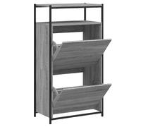 (grey sonoma, 60 x 34 x 112 cm) vidaXL Shoe Cabinet with 4 Flip-Drawers Shoe Storage Shelf Rack Grey Sonoma