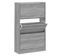 (Grey sonoma, 63 x 24 x 103 cm (W x D x H)) New Wood Shoe Cabinet 2Drawer Storage Cupboard Rack Shelf Multi Colours/Sizes