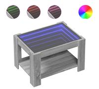 (grey sonoma, 73 x 53 x 45 cm) vidaXL Coffee Table with LED Hallway Tea End Table Side Table Engineered Wood