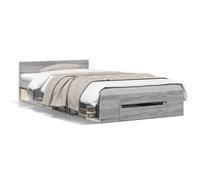 (grey sonoma, 75 x 190 cm) vidaXL Bed Frame with Drawers Bed Base Smoked Oak 200x200 cm Engineered Wood