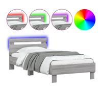 (grey sonoma, 75 x 190 cm) vidaXL Bed Frame with Headboard and LED Bed Base Bedstead Matress Foundation