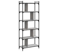 (grey sonoma, 76 x 32 x 192 cm) vidaXL Bookcase Office 6-Tier Book Shelf Rack Storage Cabinet Engineered Wood