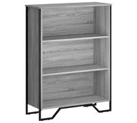 Bookcase Grey Sonoma 80x31x106cm Modern EngineeredWood Metal Feet 3 Open Shelves