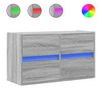 (grey sonoma, 80 x 31 x 45 cm/ 1 pcs) vidaXL TV Wall Cabinet with LED Lights TV Unit Wall Mounted Cabinet
