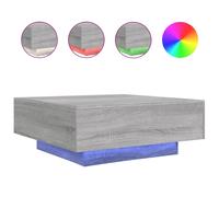 vidaXL Coffee Table with LED Lights Grey Sonoma 80x80x31 cm, Grey