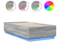 vidaXL Bed Frame with LED without Mattress Grey Sonoma 90x190 cm Single, Grey