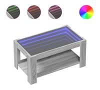 vidaXL Coffee Table with LED Grey Sonoma 93x53x45 cm Engineered Wood