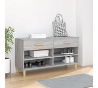Grey Sonoma Engineered Wood Shoe Cabinet 102x35x55cm 2-Drawer 4-Compartment Rack