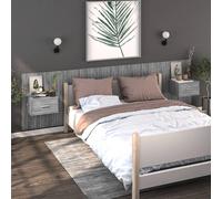 Grey Sonoma Engineered Wood Wall-Mounted Bedside Cabinets 2 pcs 48.5x32.5x80 cm