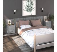 Grey Sonoma Engineered Wood Wall-Mounted Bedside Cabinets, 2pcs, 48.5x32.5x80cm