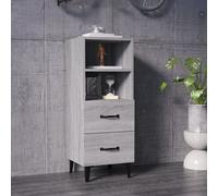 Grey Sonoma Sideboard Engineered Wood 34.5x34x90cm 2-Drawer Cabinet Tall Storage