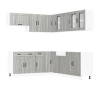 vidaXL 11 Piece Kitchen Cabinet Set Kalmar Grey Sonoma Engineered Wood