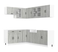 (grey sonoma) vidaXL 11 Piece Kitchen Cabinet Set Kalmar Smoked Oak Engineered Wood