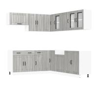 vidaXL 11 Piece Kitchen Cabinet Set Lucca Grey Sonoma Engineered Wood, Grey