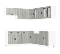 vidaXL 11 Piece Kitchen Cabinet Set Porto Grey Sonoma Engineered Wood