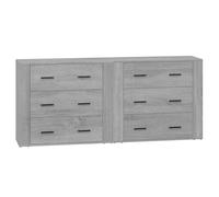 (grey sonoma) vidaXL 2x Sideboards Engineered Wood Cupboard Storage Cabinet Multi Colours
