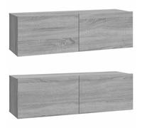 (grey sonoma) vidaXL 2x Wall TV Cabinets Media Cabinet Sideboard TV Stand Engineered Wood