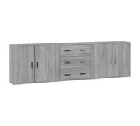 (grey sonoma) vidaXL 3x Sideboards Engineered Wood Cupboard Storage Cabinet Multi Colours