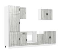 vidaXL 7 Piece Kitchen Cabinet Set Porto Grey Sonoma Engineered Wood, Grey