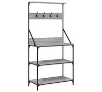 vidaXL Baker's Rack with Hooks 4-Tier Grey Sonoma Engineered Wood
