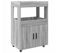 (grey sonoma) vidaXL Bar Cart Kitchen Trolley Rolling Cart Serving Cart Engineered Wood