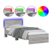 (grey sonoma) vidaXL Bed Frame with Headboard and LED Bed Base Mattress Foundation Bedstead