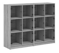 (grey sonoma) vidaXL Bookcase with Doors Bookshelf Storage Rack Cabinet Engineered Wood