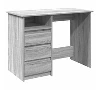 vidaXL 3 Drawer Single Shelf Computer Desk Grey Sonoma - Size: 75 x 102 x 50cm - Wilko