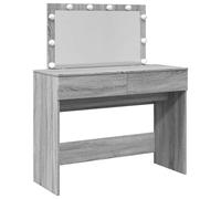 (grey sonoma) vidaXL Dressing Table with LED Cosmetic Table Vanity Makeup Table Brown Oak