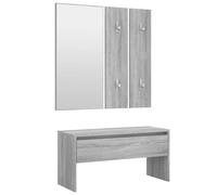 (Grey sonoma) vidaXL Hallway Furniture Set Living Room Bench and Coat Rack Engineered Wood