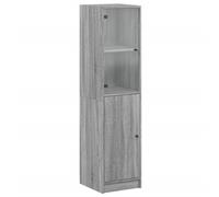 (grey sonoma) vidaXL Highboard with Glass Door Tall Sideboard Cupboard Home Storage Cabinet