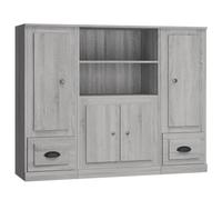 (grey sonoma) vidaXL Highboards Storage Cabinet Side Cabinets Cupboard 3 pcs Engineered Wood