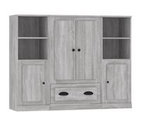 (grey sonoma) vidaXL Highboards Storage Cabinet Side Cabinets Cupboard 3 pcs Engineered Wood