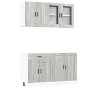 (grey sonoma) vidaXL Kitchen Cabinet Set 4 Piece Cupboard Storage Cabinet Engineered Wood
