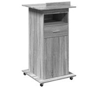 vidaXL Lectern with Wheels & Drawer - Grey Sonoma - 55x55x107 cm Engineered Wood - Standing Desk/Rostrum with Tiltable Desktop and Ample Storage for Offices, Classrooms, and Presentations