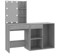 vidaXL LED Dressing Table with Cabinet Grey Sonoma Engineered Wood, Grey