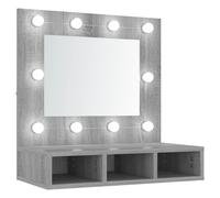 vidaXL 3 Shelf LED Sonoma Grey Mirror Cabinet