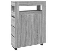 (grey sonoma) vidaXL Narrow Bathroom Cabinet with Wheels Storage Cupboard Engineered Wood