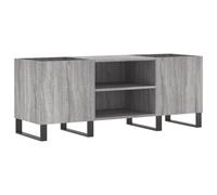 vidaXL Grey Sonoma Record Cabinet - Modern Engineered Wood Record Player Storage Unit with Robust Top Surface and Industrial Style Iron Feet