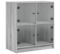 (grey sonoma) vidaXL Side Cabinet with Glass Doors Hall Storage Cabinet Cupboard Smoked Oak