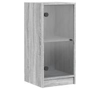 (grey sonoma) vidaXL Side Cabinet with Glass Doors Hall Storage Cabinet Cupboard Sonoma Oak