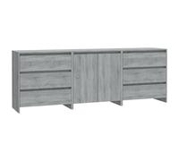 Vidaxl 3 Piece Sideboard Grey Sonoma Engineered Wood, Grey